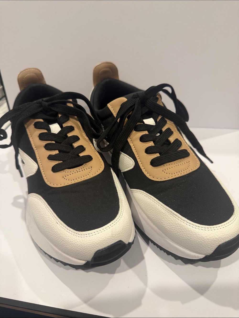 Dolce Vita Black, White & Tan Mixed-Material Sneakers - Bossy